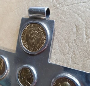 kurioses Münzkreuz in 925 Silber, 9,5 x 8,5 cm, Gewicht 62,0 g gepunzt - Bild 1 von 11