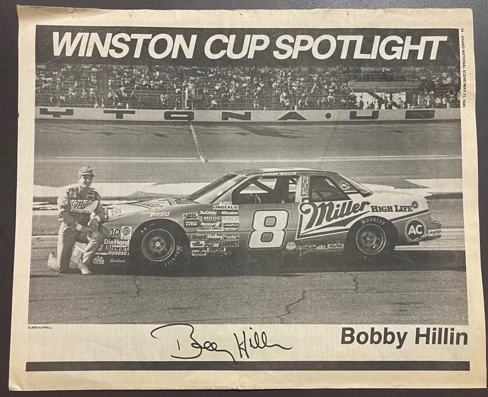 Cartão de herói assinado por Bobby Hillin 1989 Miller 8 cena da Copa Winston AUTÓGRAFO - Imagem 1 de 1