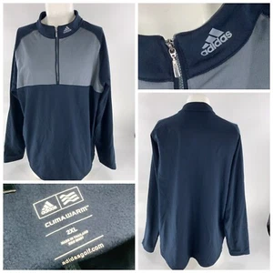 Adidas ClimaWarm Pullover XXL Men Blue Gray ¼ Zip Poly Worn Once YGI E2-175 - Picture 1 of 11