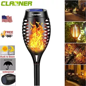 LED Solar Power Torch Flame Light Outdoor Garden Lawn Landscape Flickering Lamp - Picture 1 of 12