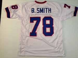 UNSIGNED CUSTOM Sewn Stitched Bruce Smith White Jersey - M, L, XL, 2XL, 3XL - Picture 1 of 2