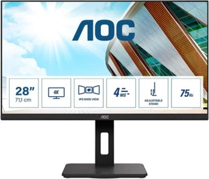 AOC U28P2A - 28 Inch 4K Monitor, 60Hz, 4ms, IPS, USB Hub, height Adjust, Flicker - Picture 1 of 4