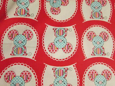 Mice Mouse Three Blind Mouse Red Blue Cotton Fabric FQ  - Image 1 of 4
