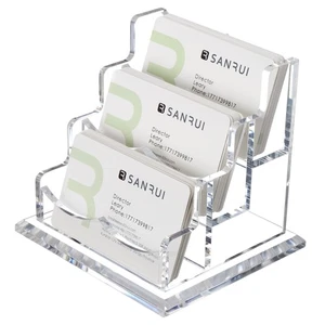 Visitenkarten Halter Display für Schreibtisch, Klar Acryl Karten Organizer 3 Ebenen 3... - Bild 1 von 8