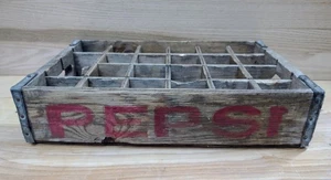 Vintage Pepsi Cola Pop Soda Wood Crate Box 24 Bottle Carrier - Picture 1 of 12