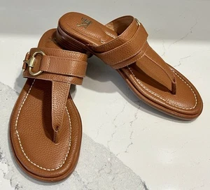 Sofft Women’s Size 11 Fernanda Leather Thong Sandal Cognac Brown Tan Clean EUC - Picture 1 of 8
