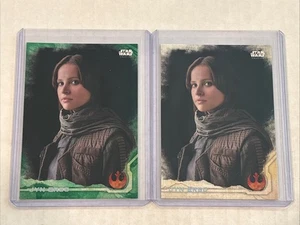 2016 Star Wars Rogue One Jyn Erso GREEN Parallel & BASE Card 2 Card Lot #1 - Picture 1 of 4