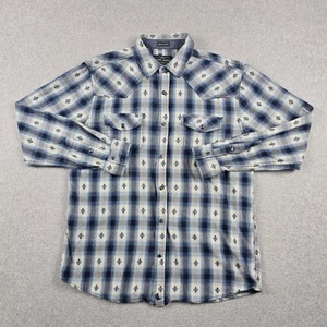 Cody James Hemd Herren mittelblau kariert Flanell Perlen Druckknopf Langarm Western - Bild 1 von 14