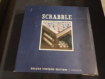 Scrabble Deluxe Edition Wooden Rotating Board 2020 No Pencil 99.9% Complete - Image 1 of 4