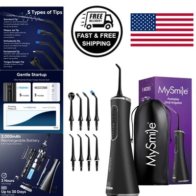 Limpiador de dientes portátil impermeable inalámbrico hilo dental con indicador de batería Foto 1 de 4