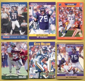 Juego profesional Keith Millard 1989-1993 Minnesota Vikings Eagles lote de 6 cartas libro de colección - Imagen 1 de 1