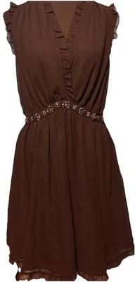 Vestido Kate Spade New York Negro Volantes Cuello en V Joyas Envolvente Mini Para Mujer Talla 8” Foto 1 de 4