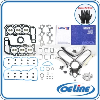 Head Gasket Set Timing Chain kit Oil Pump for Dodge Dakota Ram Jeep Liberty - Image 1 of 4