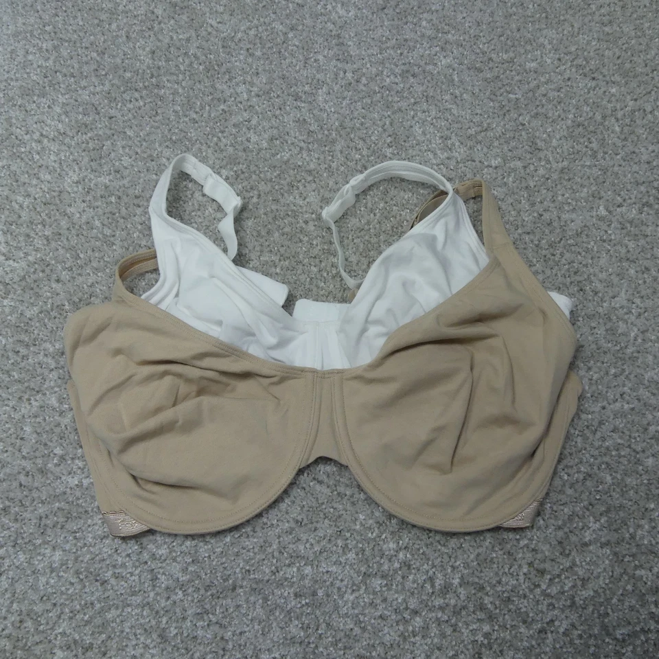 Fruit Of The Loom Bras 女式 38DD 白色米色钢圈 9292PRA 2 件套 — 第 1/4 张图片