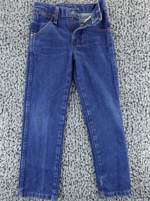 Pantalones de mezclilla azules vaqueros Wrangler para niños talla 7 ajustados 13MWZJP Foto 1 de 4