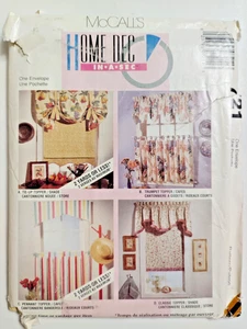 Window Treatment Curtains Valance Panels Home Dec McCall's 721 Sewing Pattern - Picture 1 of 9
