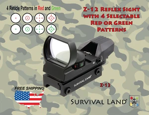 Survival Land Reflex Sight with 4 Selectable Red or Green Patterns - Picture 1 of 8