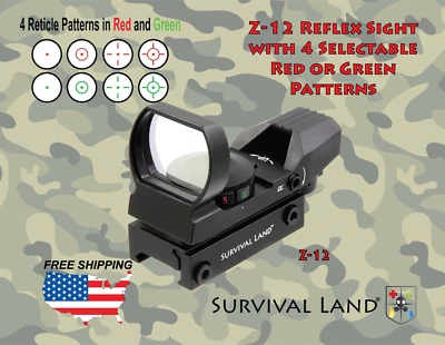 Survival Land Reflex Sight with 4 Selectable Red or Green Patterns - Image 1 of 4