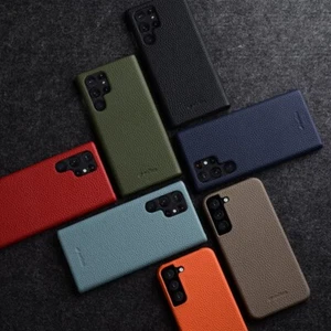 Litschi Echtleder Slim Back Case Hülle für Samsung S22 S23 S24 S25 Ultra - Bild 1 von 32