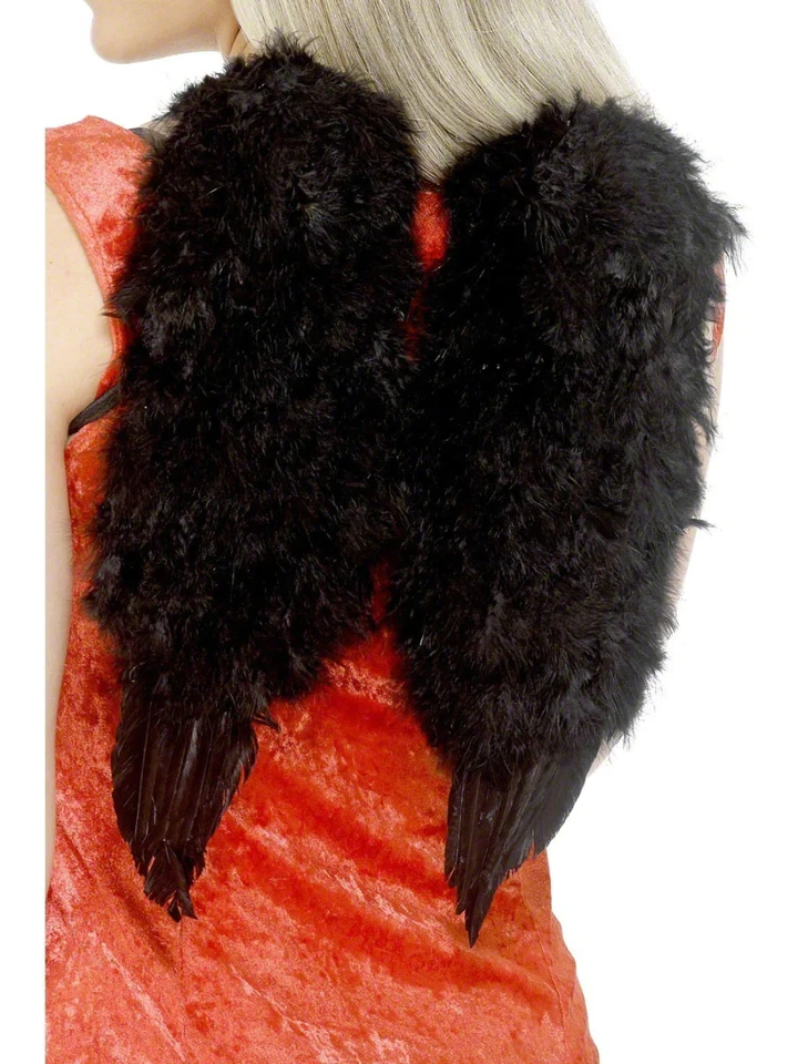 Alas Pluma Negra Ángel Oscuro Talla 30cm x 40cm Adultos Vestido Elegante Accesorio Foto 1 de 1