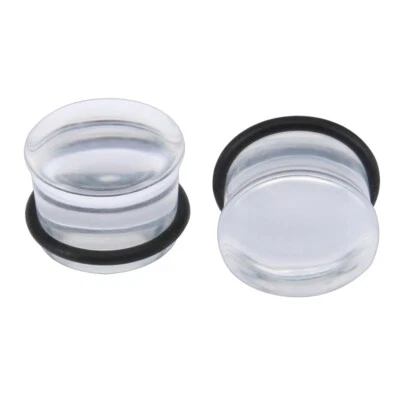 1 par de tapones para los oídos de vidrio translúcido de 5-16 mm para túneles de carne acampanados individuales perforación Foto 1 de 4