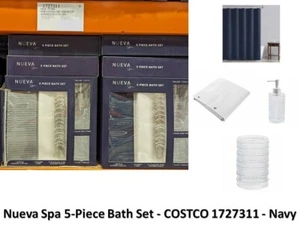 Badewannenset: Duschvorhang, Einlage, Duschhaken, Becher, Seifenspender von COSTCO - Bild 1 von 1