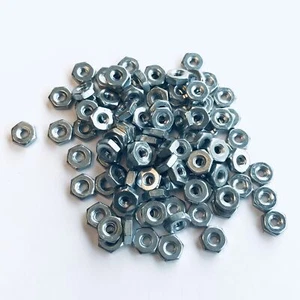 (PKG of 100) 5-40 Hex Nut, Zinc-Plated Steel, 5/16" Flats x 7/64" Thick - Picture 1 of 2