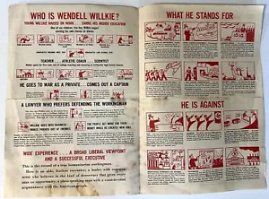 WENDELL WILLKIE 1940 GRÁFICO QUIÉN Y QUÉ REPRESENTA FOLLETO DE CAMPAÑA ORIGINAL - Imagen 1 de 3