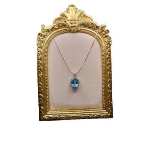 11.98 ct Natural Topaz Solid 925 Sterling Silver Italian Necklace- 56 cm chain - Picture 1 of 20