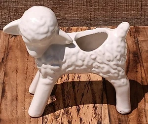 Vtg McCoy White Pottery Ceramic Lamb Baby Sheep Succulent Planter - Picture 1 of 15