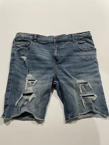 Wonder Nation Boys Husky Size 14 Distressed Stretch Blue Jean Shorts - Picture 1 of 11