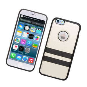 EagleCell Leather Stripes Hybrid Case For iPhone 6 & 6S (4.7") - White/Black