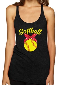 Lindo arco de cinta de softbol mamá regalo triple mezcla camiseta sin mangas - Imagen 1 de 12