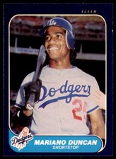 1986 Fleer.. Mariano Duncan . Los Angeles Dodgers #129