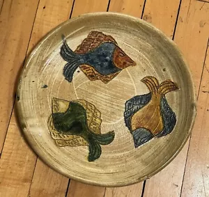 Plato de Cerámica Vintage Oaxaca México Dolores Porras con Patrón de Patrón de Pez - Imagen 1 de 11