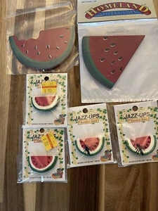 Vintage Jazz-Ups Resin Watermelon Small Figures Large Wood Watermelons Set 6 - Picture 1 of 5