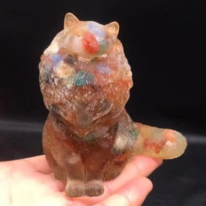 Natural Colourful Gravel Crystal Chips Quartz Resin Filled Cat Healing Decor 1Pc - Picture 1 of 16