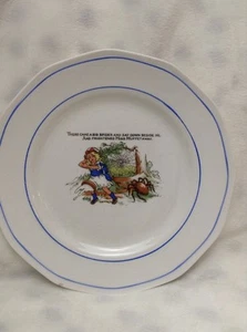 VINTAGE KERAMIK LITTLE MISS MUFFET BLAU UMRANDET TELLER SPINNE - Bild 1 von 9