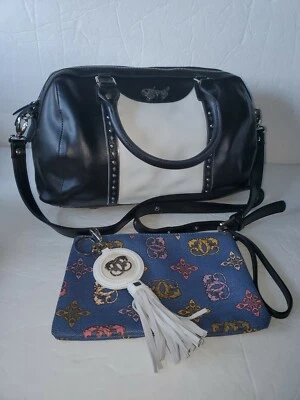 Sharif Black White Studs Adjustable Strap Crossbody KeyChain Wristlet Rare Style - Image 1 of 4