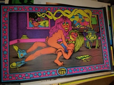 EASY EZ RIDER 1972 VINTAGE BLACKLIGHT HEADSHOP POSTER By PETAGNO -NICE! - Image 1 of 4