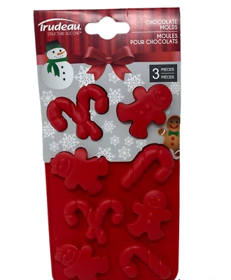 Trudeau Christmas Holiday 3 Pc Silicone Mold Chocolate Candy Baking Makes 24 - Image 1 of 4