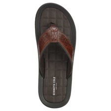 NEW - Kenneth Cole New York Men's Leather Flip Flops Sandals Brown - Pick Size