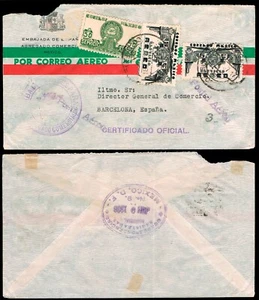 México - Yv A60(2)+A66 - 1937 - Carta membrete "Embajada España" correo aéreo - Picture 1 of 1