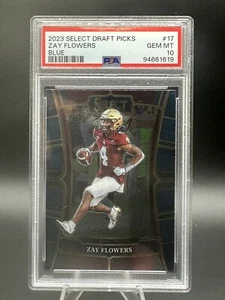 2023 Panini Draft Zay Flowers #17 (Blu) PSA 10 GEM MINT ROOKIE Boston College - Foto 1 di 2