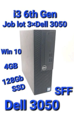 Job Lot 3×Dell OptiPlex 3050 SFF Desktop pc Intel Core i3 6th Gen 4GB  128GB  - Image 1 of 4