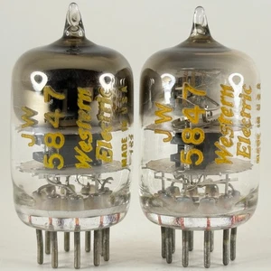 Tested Matched Pair 1947 Western Electric JW 5847  Tubes (404A) Codes 752 Angled - Picture 1 of 4
