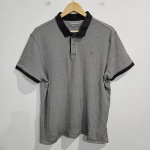 Camisa Polo Calvin Klein Para Hombre L Tacto Líquido Algodón Rayas Blanco y Negro - Imagen 1 de 11