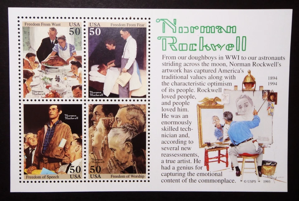 US 1994 # 2840 Norman Rockwell MINT NH Souvenir Sheet - Image 1 of 1