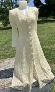 Ivory Slip Dress With Lace Duster Size 7/8 Buttons Corset Costume Joni Blair - Picture 1 of 22