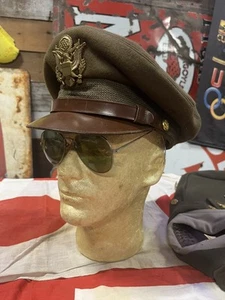 WW2 U.S. Army Air Force Uniform Hat Cap Patch Medal Wings Pilot Aviator Glasses - Picture 1 of 19